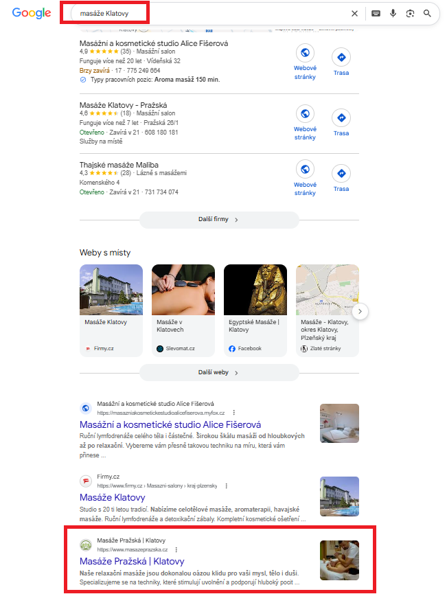 Masaze Klatovy web